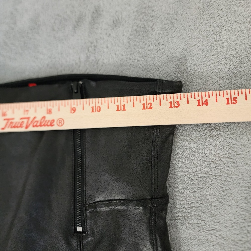 SPANX- Faux Leather Hip-Zip Leggings Black Size Large Pants Front Zip - Picture 9 of 12